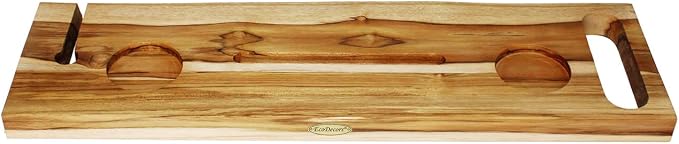 EcoDecors Eleganto 30" Live Edge Solid Teak Bath Caddy Tray - Image 6