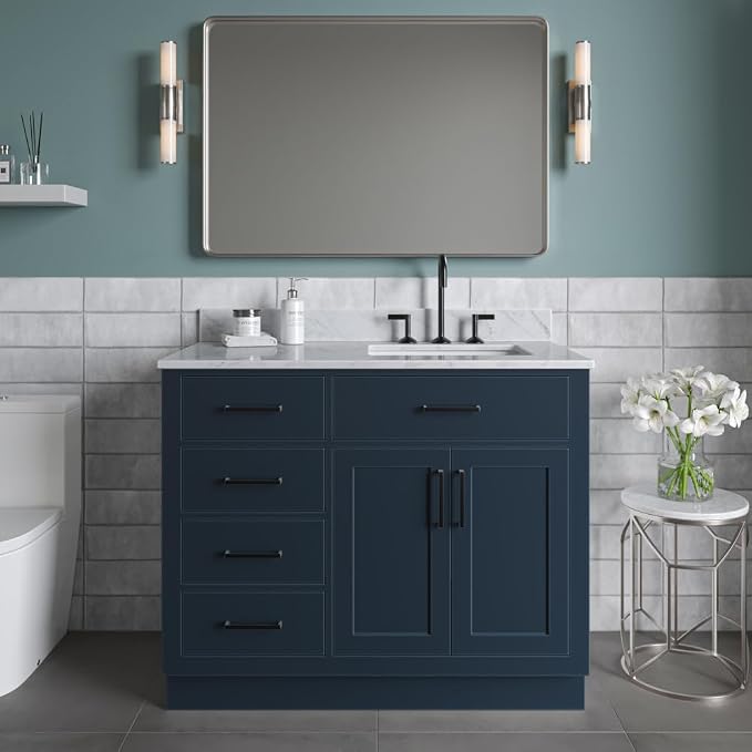 ARIEL Hepburn 43 Inch Single Sink Bathroom Vanity in Midnight Blue, Italian - Image 2