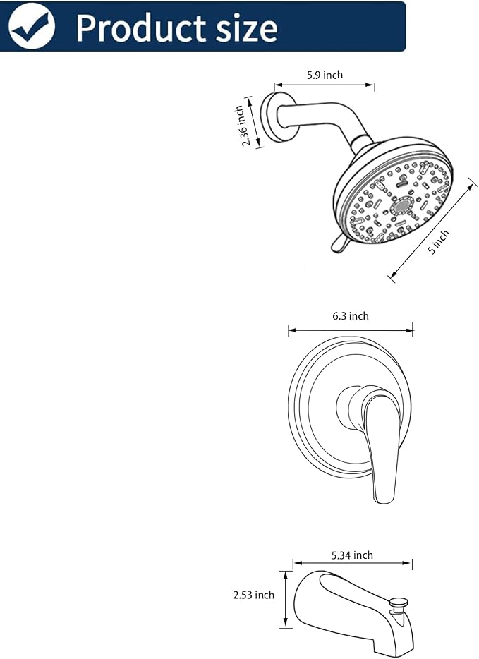 Shower Tub Kit Tub Shower Faucet Combo Set Bathtub Faucet Set Shower System - Image 7