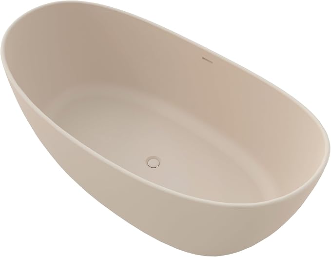 SJ STAR&JANE 65" Solid Surface Freestanding Bathtub Stone Resin Soaking Tub - Image 8