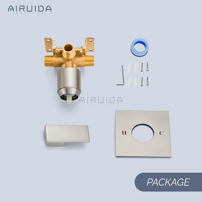 Airuida Square Single-Function Brass Faucet Shower Rough-in Valve Male Thread - Image 9