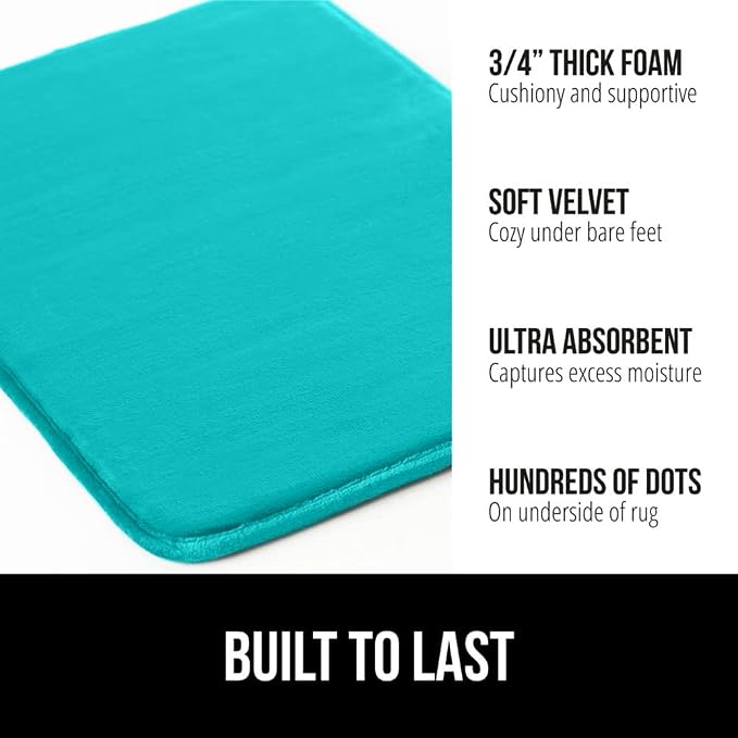 GORILLA GRIP Memory Foam Bath Rugs, Soft Absorbent Velvet Bathroom Mats - Image 3