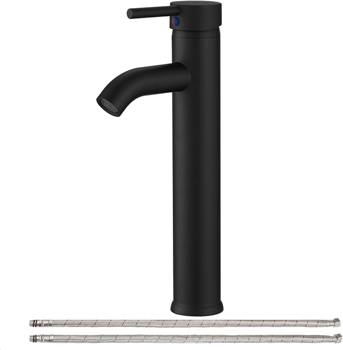 Matte Black Bathroom Faucets, Vessel Sink Faucet One Hole Single Handle Modern by Greenspring