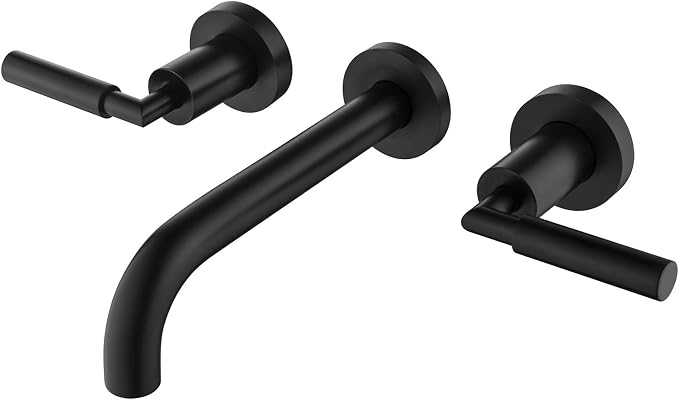 RBROHANT Matte Black Wall Mount Bathroom Faucet, Wall Mounted Sink Faucet by RBROHANT