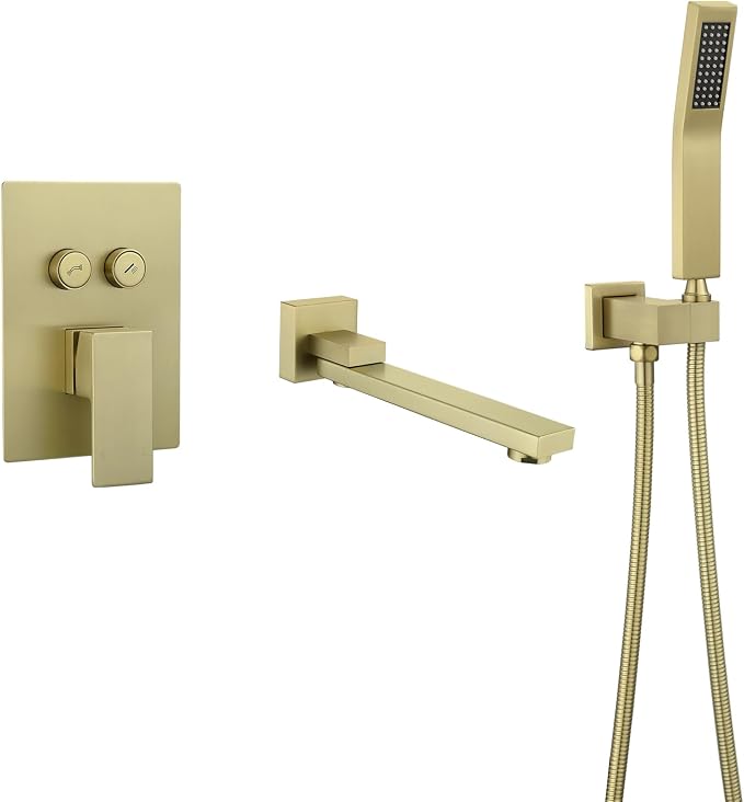 Wall Mount Bathtub Faucet Set Included 180°Swivel bathroom Tub Filler faucets by Unknown