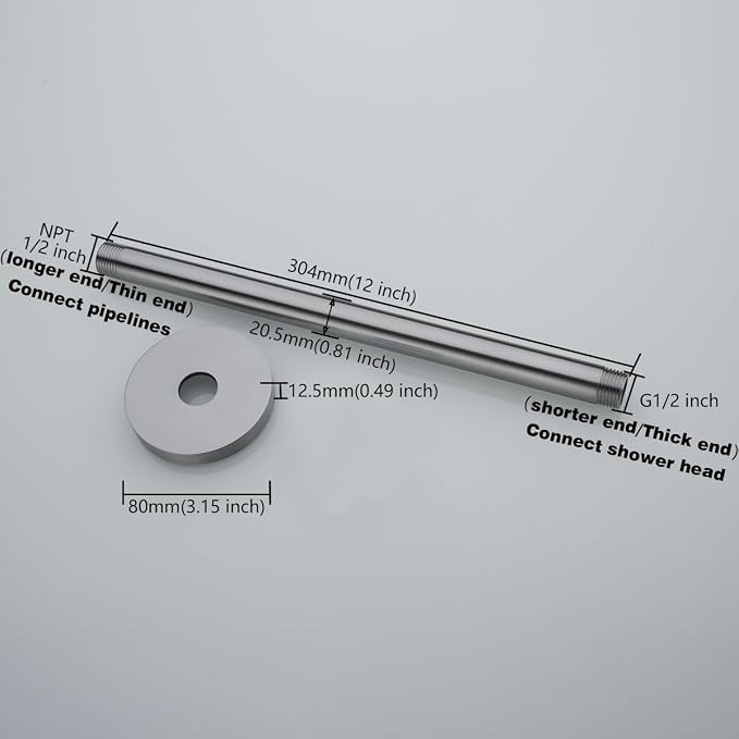 RANDOM Brushed Nickel Shower Arm - Image 2