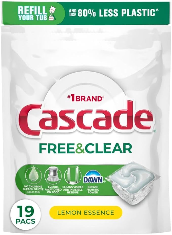 Cascade Free & Clear Dishwasher Pods, Dishwasher Detergent, Dish Detergent Soap by Cascade