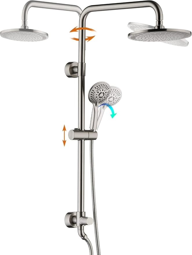 BRIGHT SHOWERS Rain Shower Heads System Including Rainfall Shower Head and - Image 8