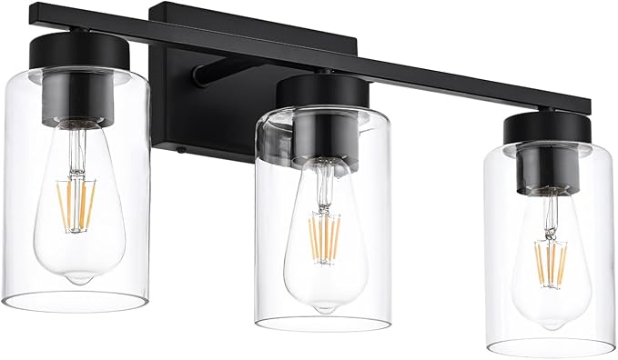 3-Light Bathroom Vanity Light, Modern Black Wall Lights - Image 3