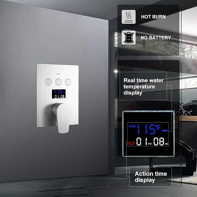 Bathroom Rainfall Shower System Wall Mount 8 Inch Shower Head - Image 8