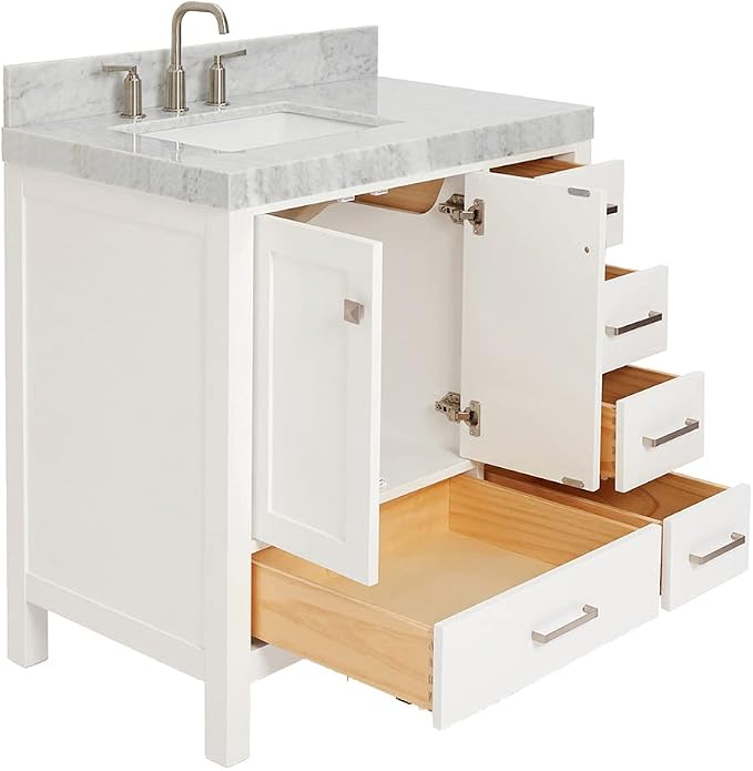ARIEL Cambridge 36 Inch White Bathroom Vanity - Image 3