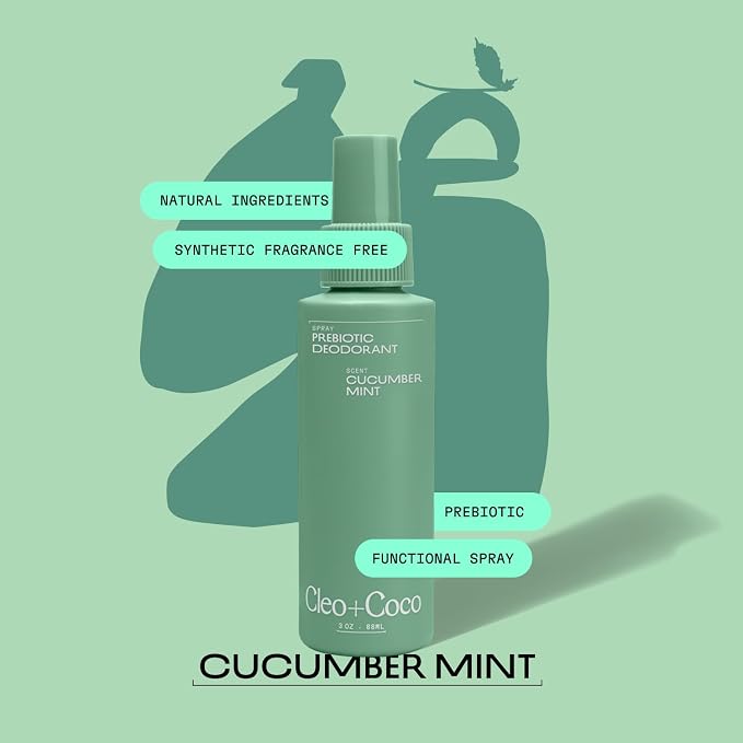 Cleo+Coco Prebiotic Deodorant Spray, Cucumber Mint, Aluminum-Free & Vegan Whole - Image 3