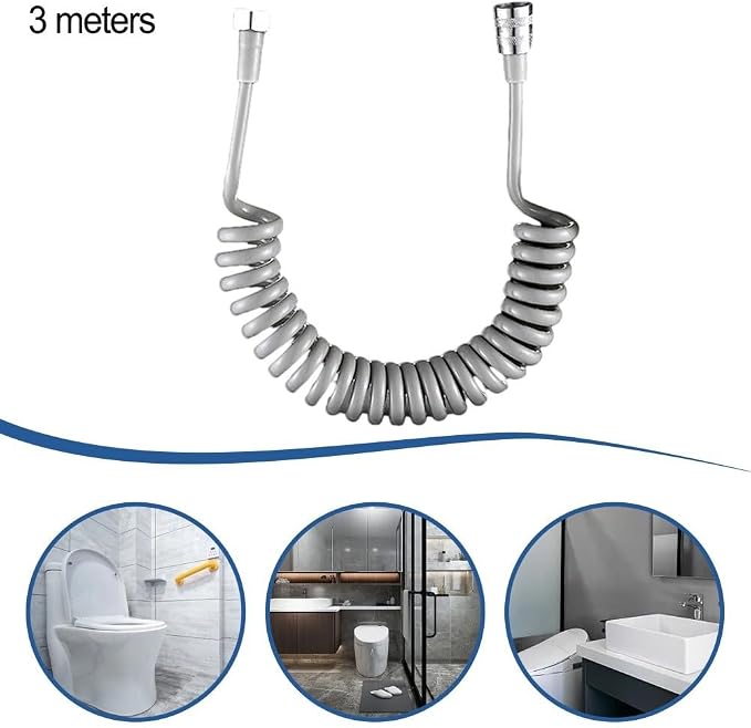 Spring Flexible Shower Hose, Bathroom Spiral Flexible Telescopic Shower Hose - Image 5