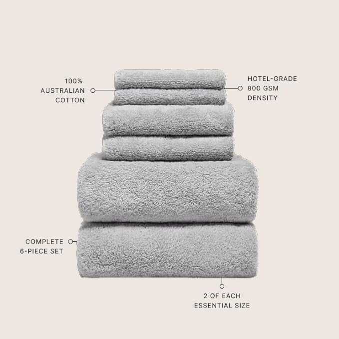 Italic Ultraplush 100% Australian Cotton Towels Standard 6 Piece Set, 2 Bath - Image 3
