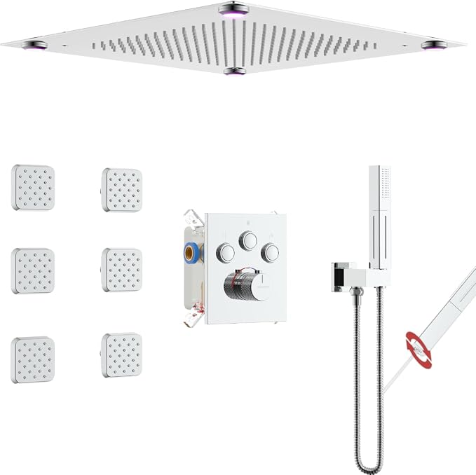 VANFOXLE Temperature Shower Faucet Set Chrome Shower System, Push Button by VANFOXLE
