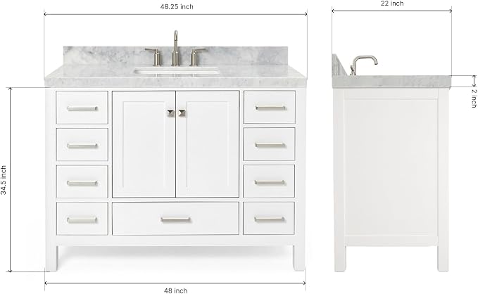 ARIEL Cambridge 48" White Bathroom Vanity - Image 2
