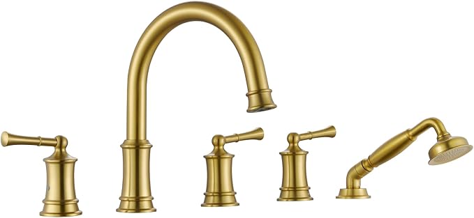 Roman Tub Faucet with Hand Shower, Antique Tub Shower Faucet Set with Valve by HANGORO