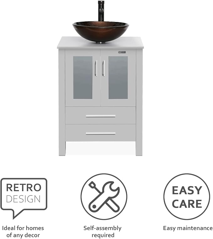 eclife 24" Modern Bathroom Vanity Sink Combo Freestanding Cabinet - Image 5