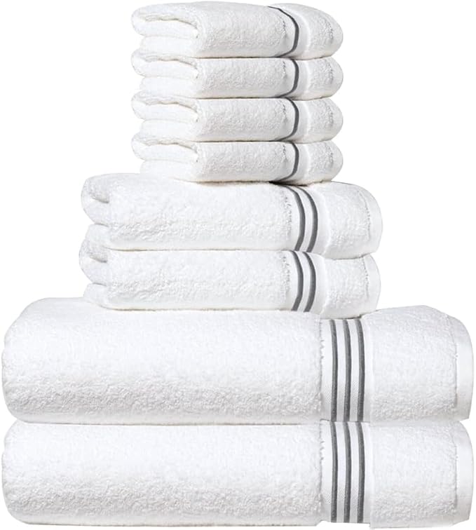 8-Piece Premium Towel Set, 2 Bath Towels, 2 Hand Towels, and 4 Wash Cloths by SIMPLI-MAGIC