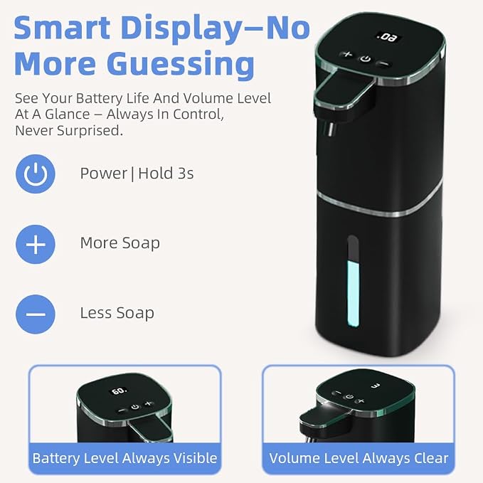 Automatic Liquid Soap Dispenser, 9 Adjustable Levels, 380ml/12.8oz, Auto - Image 4