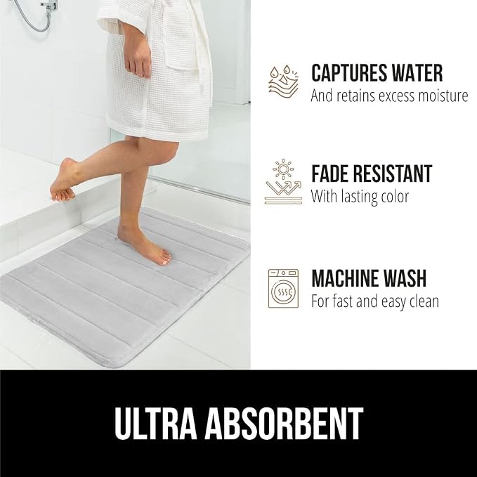 GORILLA GRIP Memory Foam Bath Mat, Soft Absorbent US Designed Bathroom Rug - Image 7