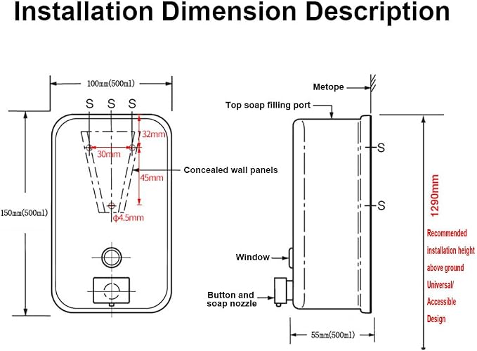 Wall Mounted Soap Dispenser for Bathroom Commercial Wall Liquid Dispenser - Image 7