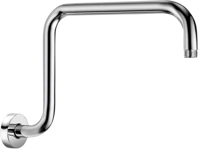 13 Inch S shaped Shower Arm, Stainless Steel Wall-Mounted High Rise Shower Head by Kaphome