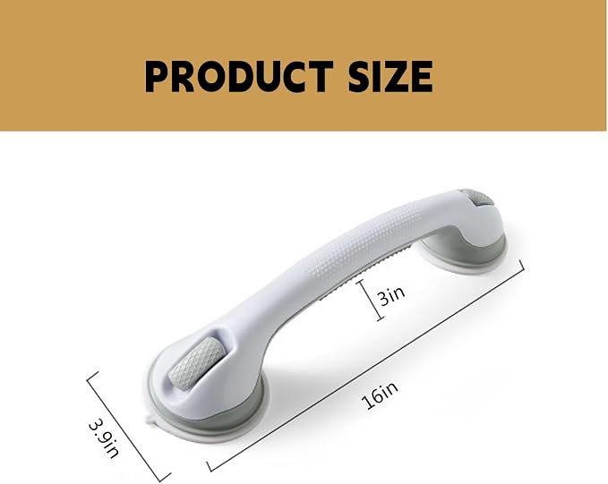 2-Pack Grab Bars for Bathtubs and Showers, 16 inch Shower Handle Suction Shower - Image 2