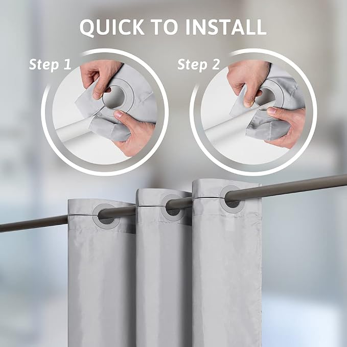 Furlinic No Hook Extra Long Shower Curtain 84 Length, Polyester Fabric Bathroom - Image 2