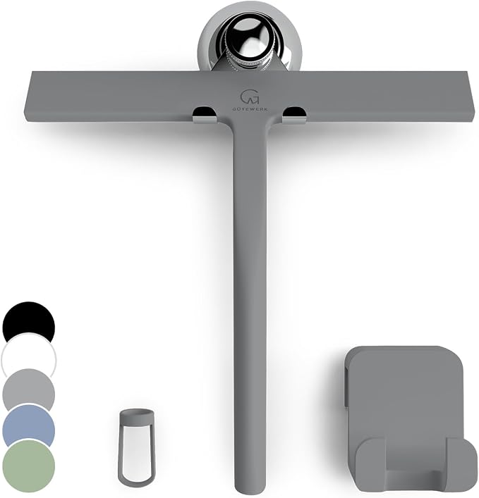 GÜTEWERK Shower Squeegee for Glass Doors, Silicone Window Squeegee, Bathroom by G%C3%9CTEWERK