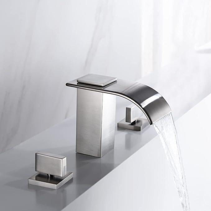 sumerain Roman Tub Faucet Brushed Nickel 3 Hole Widespread Bathtub Faucet - Image 9