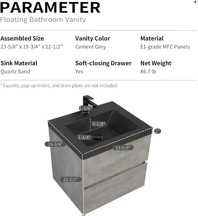 24" Floating Bathroom Vanity - Image 2