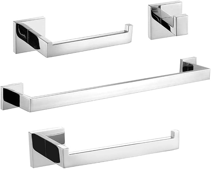 TURS 4 Pieces Bathroom Hardware Accessories Set Polished Towel Bar Set by TURS