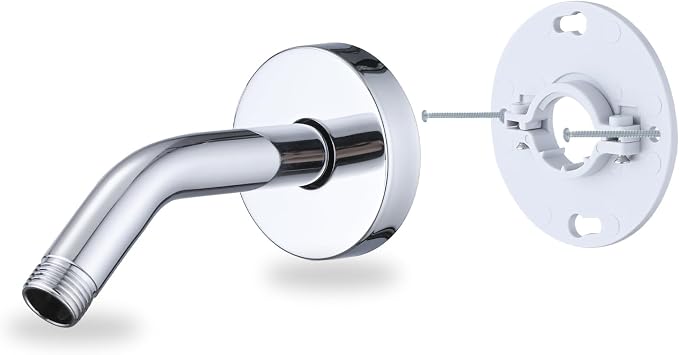 6 Inch Shower Arm with Flange and Stabilizer Bracket, Wall Mounted Shower Pipe by RAINREVIVE