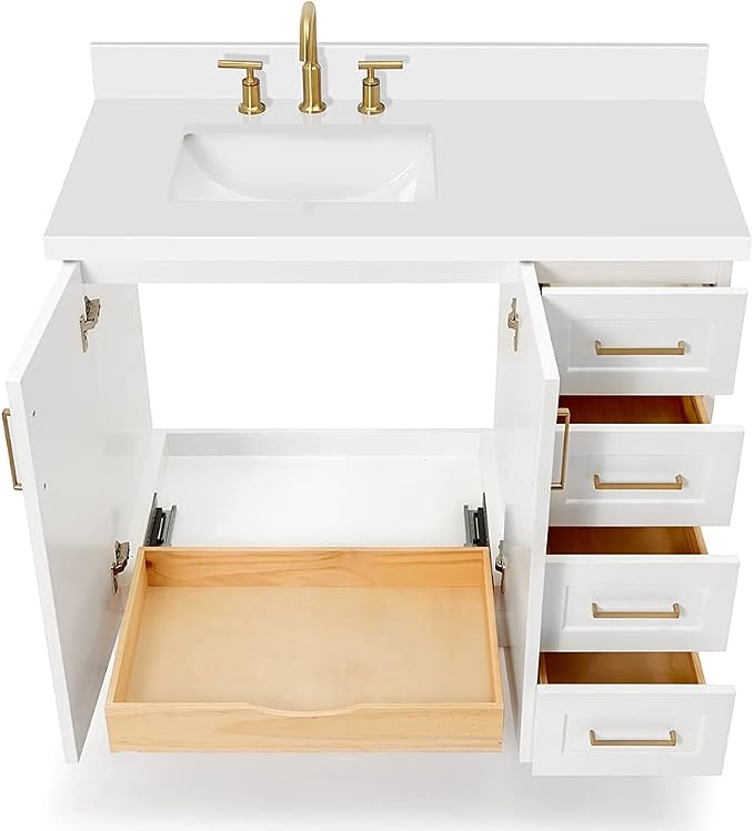 ARIEL Taylor 42 Inch White Bathroom Vanity - Image 5