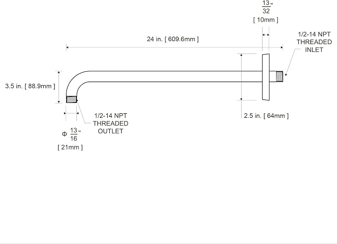 OFFO Shower Arm with Flange, 24 in Wall Mount Replacement Angle Shower Head Arm - Image 7