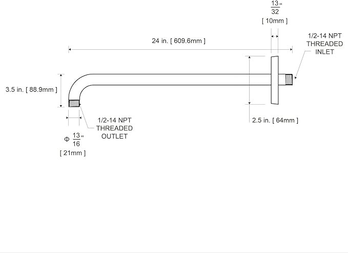 OFFO Shower Arm with Flange, 24 in Brushed Nickel Wall Mount Replacement Angle - Image 7