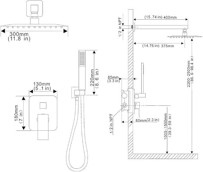 Shower Faucet Set Complete, Wall Mount Shower System - Image 8