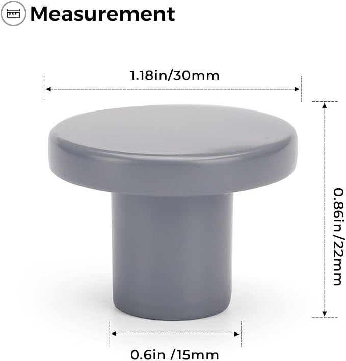 Ravinte 3 Pack Cabinet Knobs Grey Kitchen Cabinet Knobs Round Dresser Drawer - Image 3