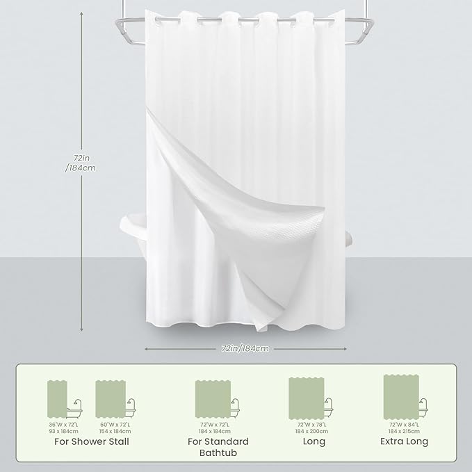 Inhousolu No Hook Waffle Weave Shower Curtain - Image 7
