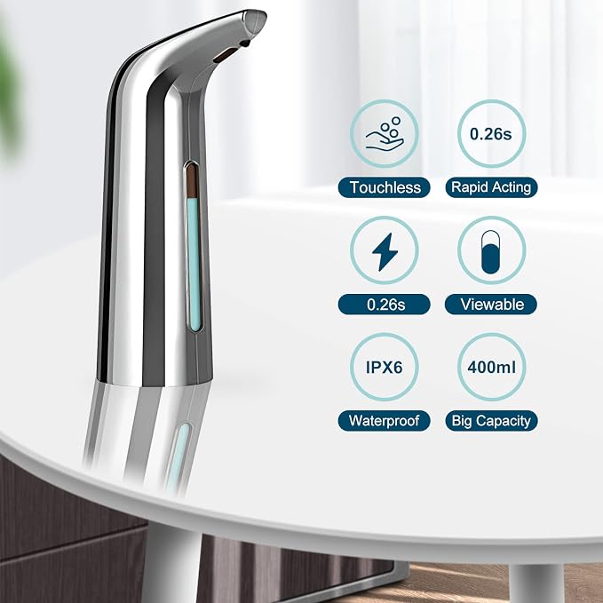 Automatic Soap Dispenser Touchless, TUMAN Pro Battery Operated Electric - Image 2