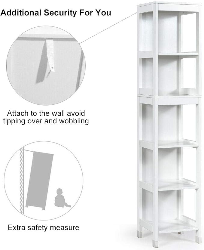 Tangkula Tall Bathroom Storage Cabinet, Freestanding 57" H Tall Slim Bathroom - Image 7