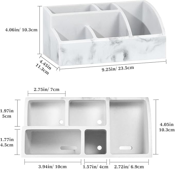 Luxspire Bathroom Counter Organizer, 5 Slot Toothbrush Holder, Marble Bathroom - Image 5