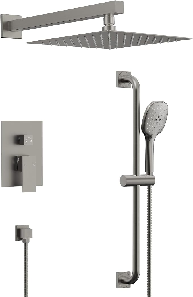 Brushed Nickel 10 Inch Rainfall Shower System by GRANDJOY