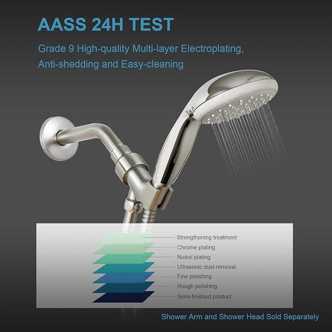 OFFO Shower Head Holder for Handheld Shower Head, Brushed Nickel Adjustable - Image 6