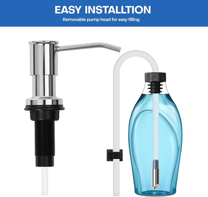 Soap Dispenser for Kitchen Sink, Chrome Built in Soap Dispensers, Stainless - Image 4
