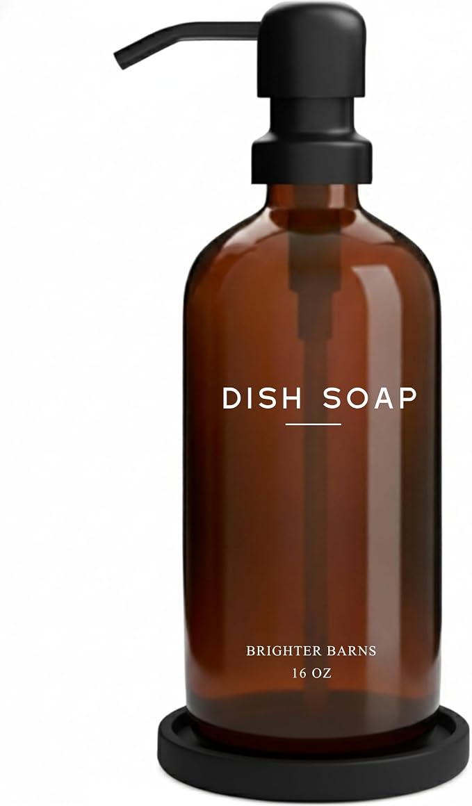 Amber Glass Dish Soap Dispenser by BrighterBarns