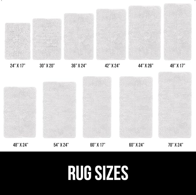 GORILLA GRIP Bath Rug Mat 70x24, Thick Soft Absorbent Chenille, Quick Dry - Image 2