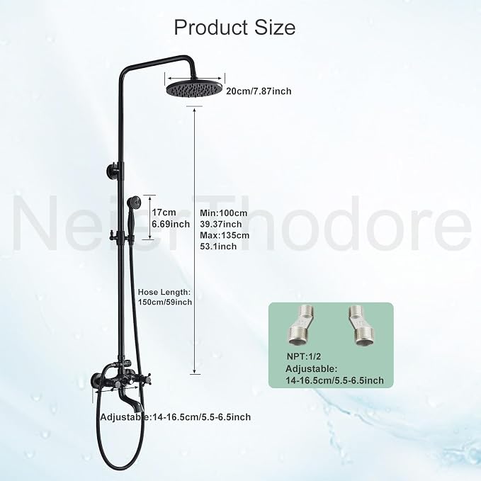 NeierThodore Oil Rubbed Bronze Shower Faucet Set Complete Shower System 8 Rain - Image 6