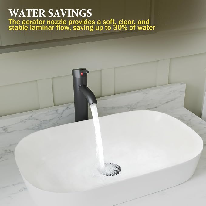 Matte Black Bathroom Faucets, Vessel Sink Faucet One Hole Single Handle Modern - Image 6